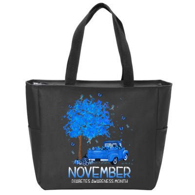 Blue Tree Truck Pumpkin November Diabetes Awareness Month Zip Tote Bag