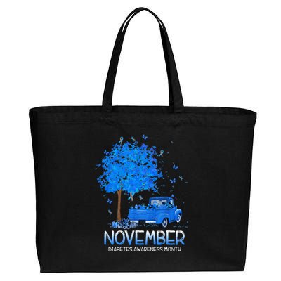 Blue Tree Truck Pumpkin November Diabetes Awareness Month Cotton Canvas Jumbo Tote