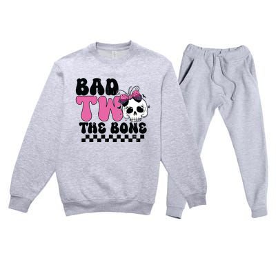 Bad Two The Bone Birthday 2nd Halloween Birthday Premium Crewneck Sweatsuit Set