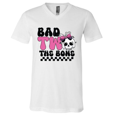 Bad Two The Bone Birthday 2nd Halloween Birthday V-Neck T-Shirt