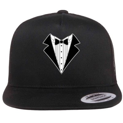 Black Tux Tuxedo boy retro Flat Bill Trucker Hat