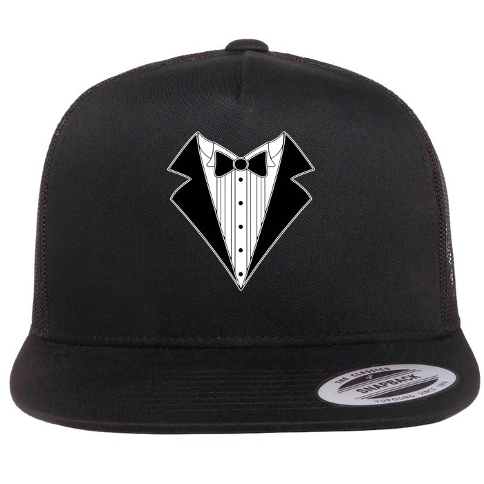 Black Tux Tuxedo boy retro Flat Bill Trucker Hat