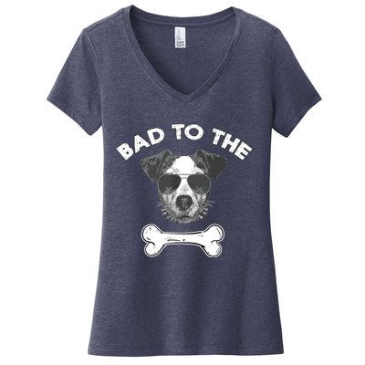 Bad To The Bone Funny Jack Russell Terrier Women's V-Neck T-Shirt