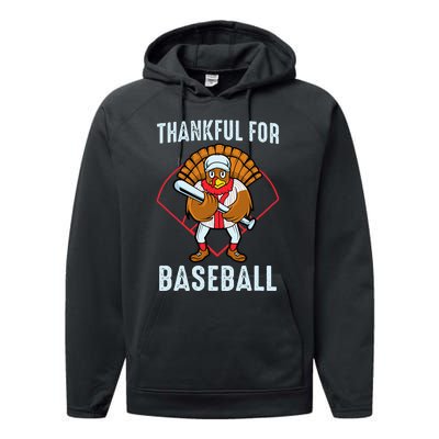 Baseball Turkey Thanksgiving Design Performance Fleece Hoodie