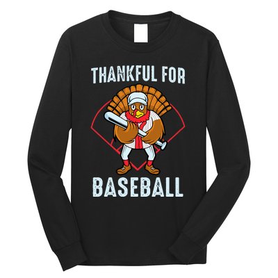 Baseball Turkey Thanksgiving Design Long Sleeve Shirt