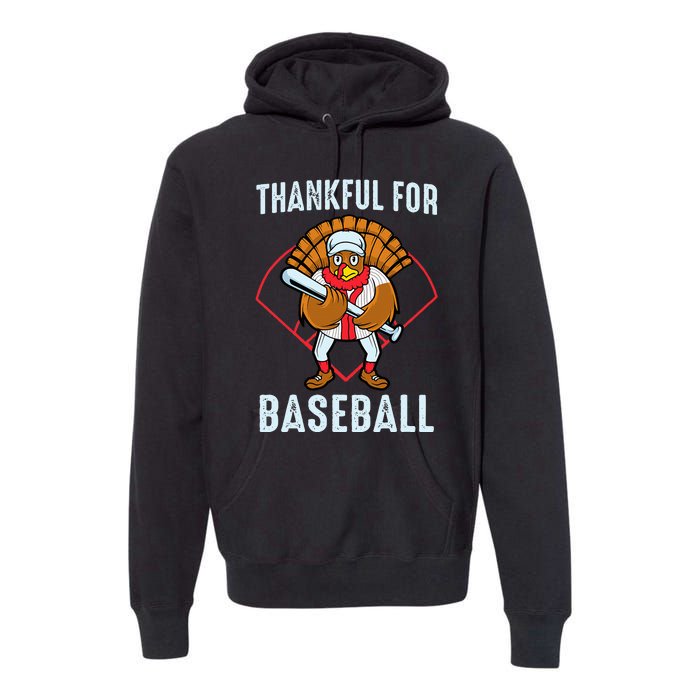 Baseball Turkey Thanksgiving Design Premium Hoodie