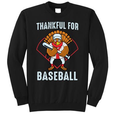 Baseball Turkey Thanksgiving Design Tall Sweatshirt