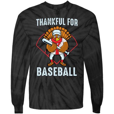 Baseball Turkey Thanksgiving Design Tie-Dye Long Sleeve Shirt