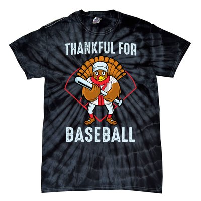 Baseball Turkey Thanksgiving Design Tie-Dye T-Shirt