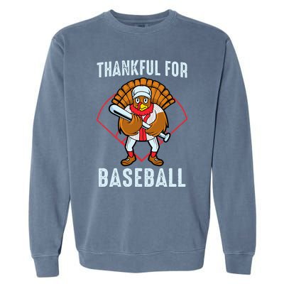 Baseball Turkey Thanksgiving Design Garment-Dyed Sweatshirt