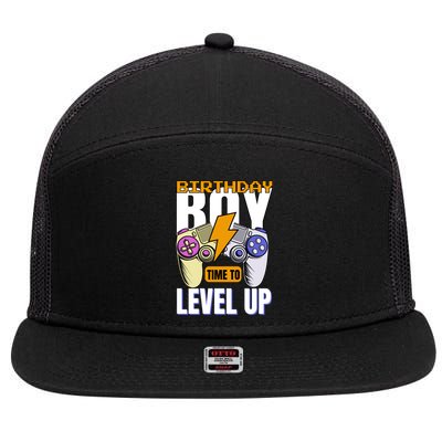 Birthday Time To Level Up Video Game Birthday Gamer Gift 7 Panel Mesh Trucker Snapback Hat