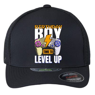 Birthday Time To Level Up Video Game Birthday Gamer Gift Flexfit Unipanel Trucker Cap