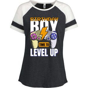 Birthday Time To Level Up Video Game Birthday Gamer Gift Enza Ladies Jersey Colorblock Tee