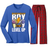 Birthday Time To Level Up Video Game Birthday Gamer Gift Women's Long Sleeve Flannel Pajama Set 