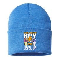 Birthday Time To Level Up Video Game Birthday Gamer Gift Sustainable Knit Beanie