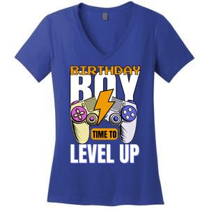 Birthday Time To Level Up Video Game Birthday Gamer Gift Women's V-Neck T-Shirt