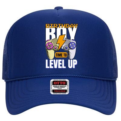 Birthday Time To Level Up Video Game Birthday Gamer Gift High Crown Mesh Back Trucker Hat