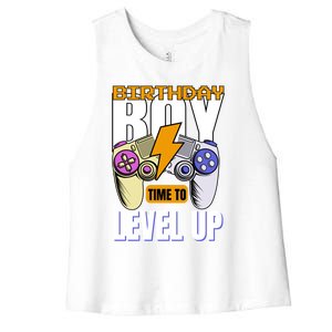 Birthday Time To Level Up Video Game Birthday Gamer Gift Women's Racerback Cropped Tank