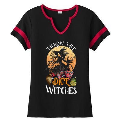 Bunco Throw The Dice Witches Bunco Game Lover Halloween Ladies Halftime Notch Neck Tee