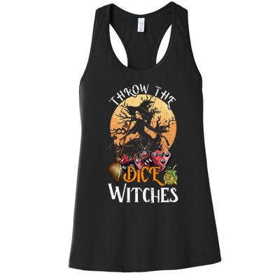 Bunco Throw The Dice Witches Bunco Game Lover Halloween Women's Racerback Tank