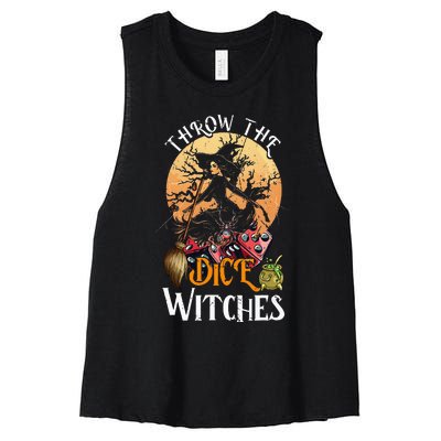 Bunco Throw The Dice Witches Bunco Game Lover Halloween Women's Racerback Cropped Tank