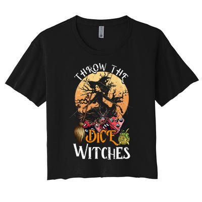 Bunco Throw The Dice Witches Bunco Game Lover Halloween Women's Crop Top Tee