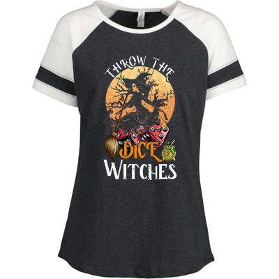 Bunco Throw The Dice Witches Bunco Game Lover Halloween Enza Ladies Jersey Colorblock Tee