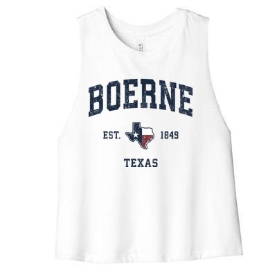 Boerne Texas Tx Vintage State Flag Sports Women's Racerback Cropped Tank