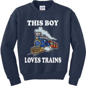 Boy Toddlers This Boy Loves Trains Wagon Lover Gifts Kids Sweatshirt