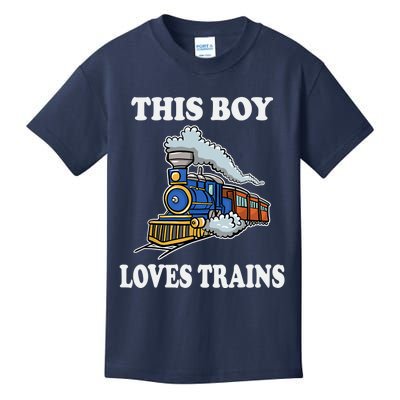 Boy Toddlers This Boy Loves Trains Wagon Lover Gifts Kids T-Shirt