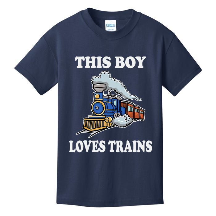 Boy Toddlers This Boy Loves Trains Wagon Lover Gifts Kids T-Shirt