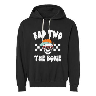 Bad To The Bone Skeleton Halloween Two Birthday Garment-Dyed Fleece Hoodie