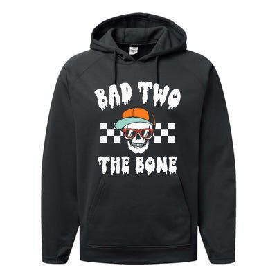 Bad To The Bone Skeleton Halloween Two Birthday Performance Fleece Hoodie