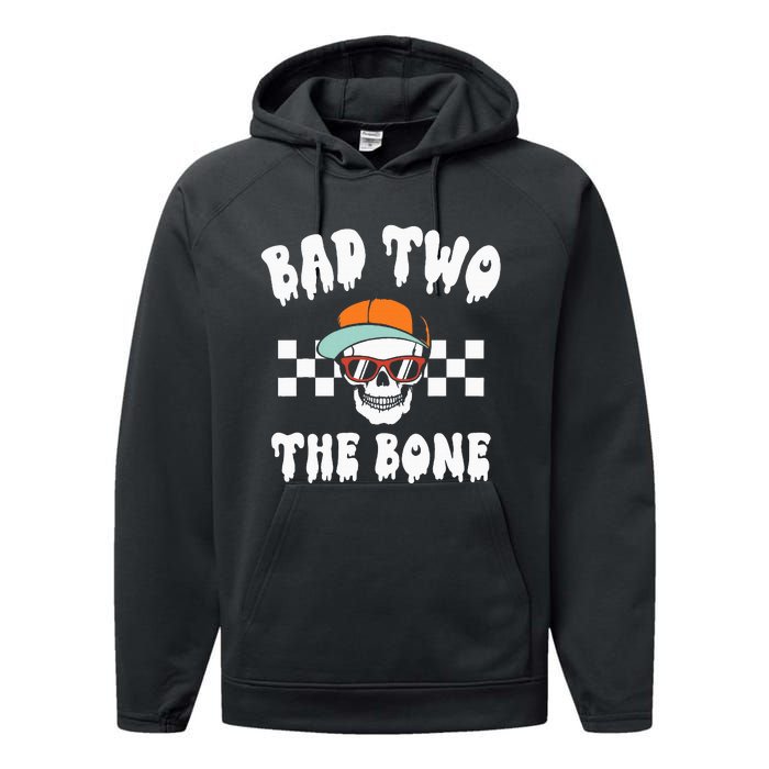 Bad To The Bone Skeleton Halloween Two Birthday Performance Fleece Hoodie