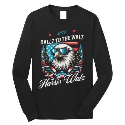 Ballz To The Walz Harris Walz 2024 Sunglasses Eagle Election Long Sleeve Shirt