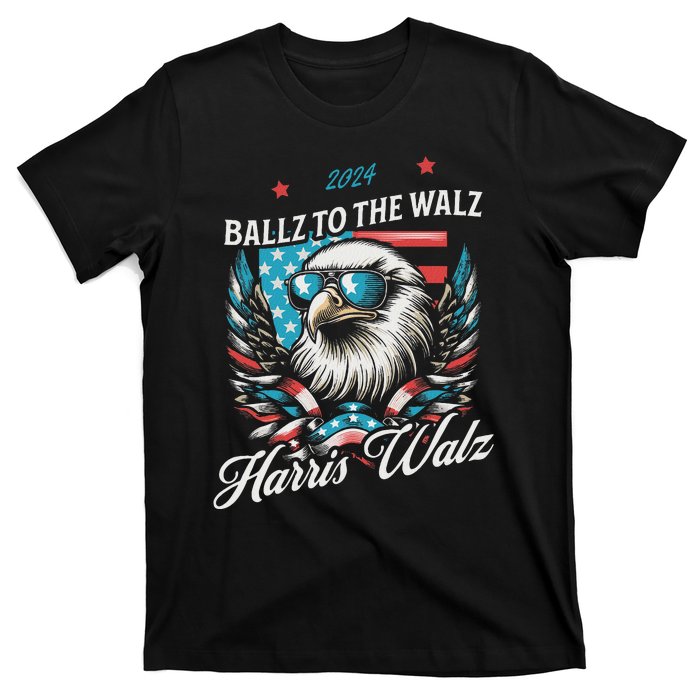 Ballz To The Walz Harris Walz 2024 Sunglasses Eagle Election T-Shirt