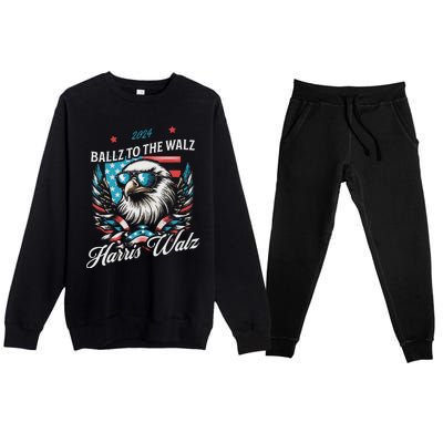 Ballz To The Walz Harris Walz 2024 Sunglasses Eagle Election Premium Crewneck Sweatsuit Set