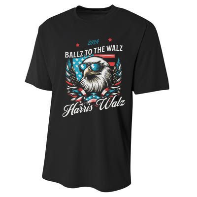 Ballz To The Walz Harris Walz 2024 Sunglasses Eagle Election Performance Sprint T-Shirt