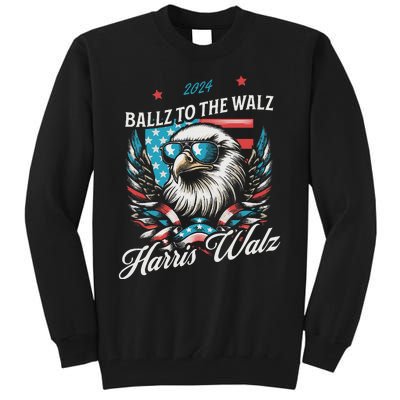 Ballz To The Walz Harris Walz 2024 Sunglasses Eagle Election Tall Sweatshirt