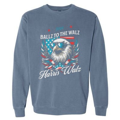 Ballz To The Walz Harris Walz 2024 Sunglasses Eagle Election Garment-Dyed Sweatshirt