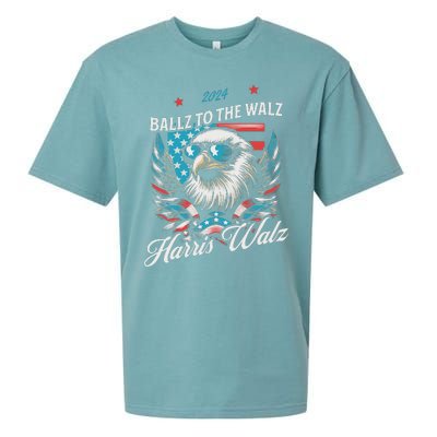 Ballz To The Walz Harris Walz 2024 Sunglasses Eagle Election Sueded Cloud Jersey T-Shirt