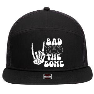 Bad Two The Bone Birthday 2nd 2 Years Old Birthday Boy Girl 7 Panel Mesh Trucker Snapback Hat