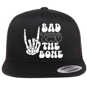 Bad Two The Bone Birthday 2nd 2 Years Old Birthday Boy Girl Flat Bill Trucker Hat