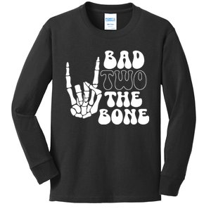 Bad Two The Bone Birthday 2nd 2 Years Old Birthday Boy Girl Kids Long Sleeve Shirt