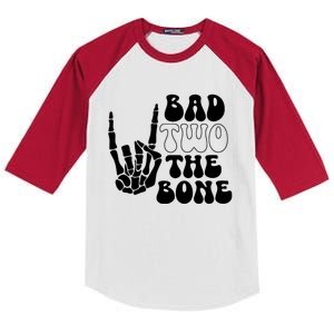 Bad Two The Bone Birthday 2nd 2 Years Old Birthday Boy Girl Kids Colorblock Raglan Jersey