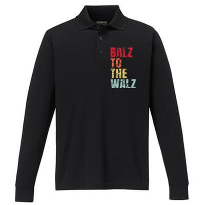 Balz To The Walz Harris Walz 2024 Performance Long Sleeve Polo