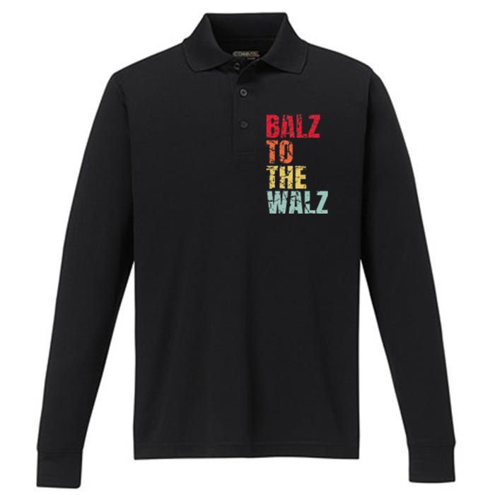 Balz To The Walz Harris Walz 2024 Performance Long Sleeve Polo