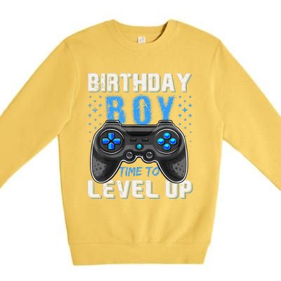 Birthday Time To Level Up Video Game Birthday Gamer Gift Premium Crewneck Sweatshirt