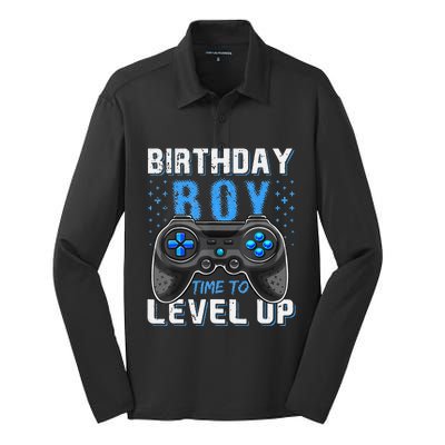 Birthday Time To Level Up Video Game Birthday Gamer Gift Silk Touch Performance Long Sleeve Polo