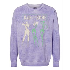 Bad To The Bone Girl Skeleton Colorblast Crewneck Sweatshirt